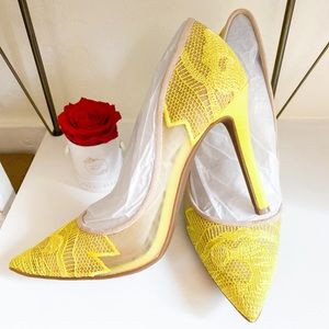 NEW! Jessica Simpson Electric Yellow Mesh Heels